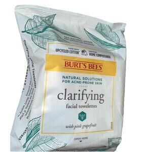 Burt's Bees Clarifying Facial Towelettes Acne Prone Skin Pink Grapefruit 30 pack